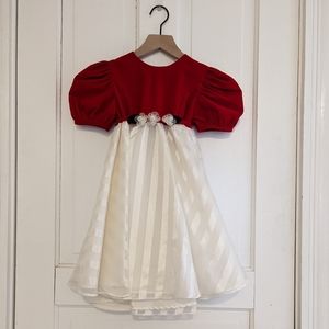Youngsport red and cream holiday dress with flower belt size 6